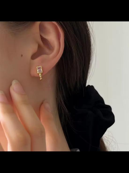 Jewelry - Delicate Gold-Plated Stone Huggie Earrings